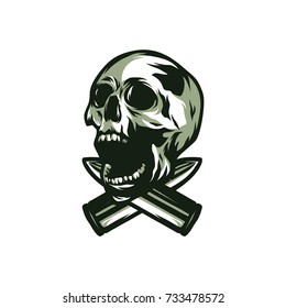 Skull soldier army mascot logo design illustration