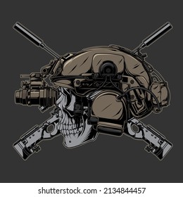 Skull Soldier And Awm Guns Cross