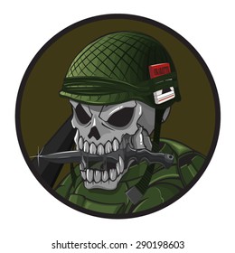 Skull soldier cartoon vector