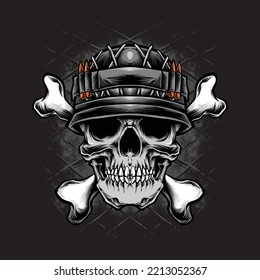 Skull Soldier Illustration For Clothing Merchandise