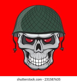 skull soldier illustration isolated. doodle style