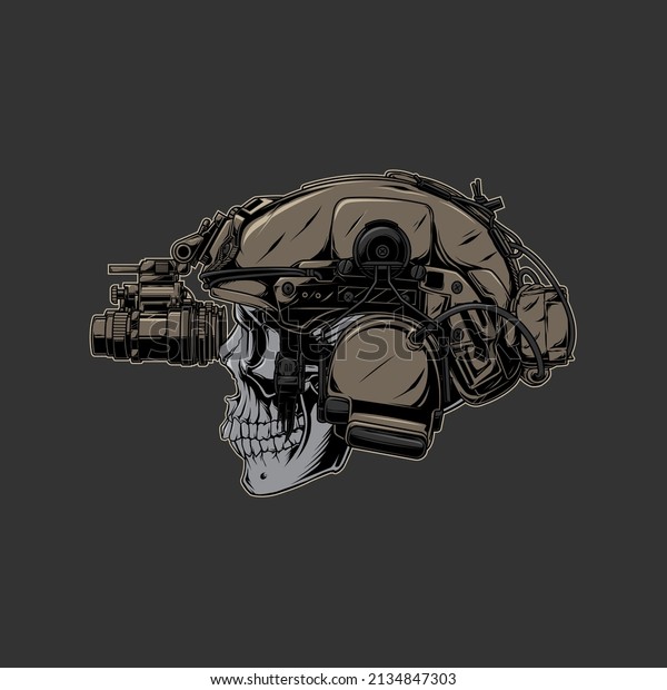 skull\
soldier and nvg on helmet in the gray dark\
beground