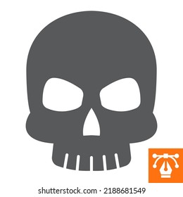 Skull solid icon, glyph style icon for web site or mobile app, halloween and dead, cranium vector icon, simple vector illustration, vector graphics with editable strokes.