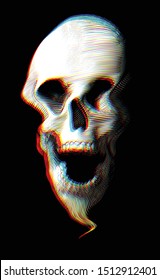 Skull soul vector illustration with glitch effect isolated on black background