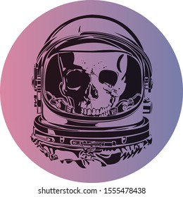 Skull space helmet. Vector illustration.