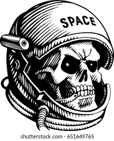Skull in Space Suit  Isolated  Vector illustration