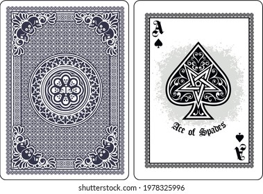 skull with spades, playing card 