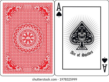 skull with spades, playing card 