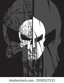 Skull Spartan vector line art