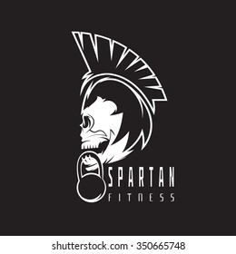 skull spartan warrior fitness vector design template