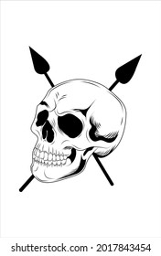 Skull and spear vector illustration