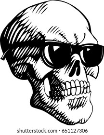 Skull spectacled. Isolated. Vector illustration