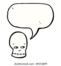 skull with speech bubble looking sideways cartoon