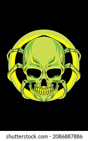 Skull with spider vector illustration