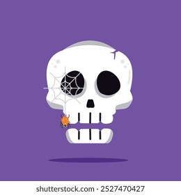 skull with spider web isolated for halloween celebration Spooky Halloween decoration suitable for posters and web.