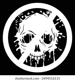 Skull splash icon with forbidden sign