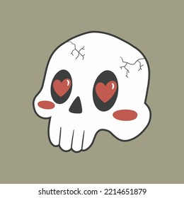 Skull Spooky Scare Illustration Cute Love Icon Character Doodle Asset Flat Design Element Halloween Day October