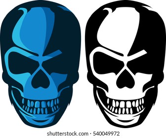 Skull sport logo mascot black blue white tattoo