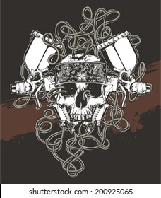 skull with spray gun