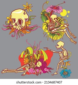 Skull spring vector sticker pack, editable at illustrator and other vector apps that you all use.