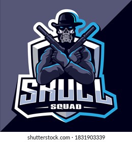 Skull Squad With Gun Mascot Esport Logo Design