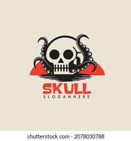 SKULL SQUID OCTOPUS LOGO DESIGN NEW MODEL RETRO SILUET LOGO MODERN SIMPLE