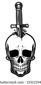 skull stabbed by the dagger