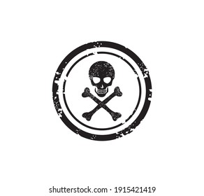 skull stamp vector isolated on white