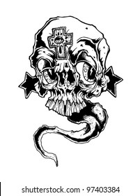 Skull with stars