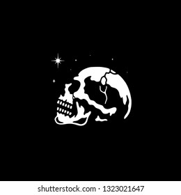 SKULL AND STARS BLACK BACKGROUND