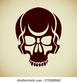 Skull stencil of black lines tattoo style