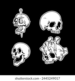 Skull sticker pack collection design templates