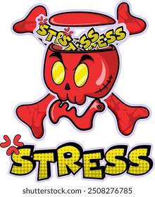 Skull sticker and t-shirt design with cartoon text effect, eps 10, editable.
