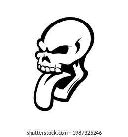 skull with sticking out tongue for concept logo illustration