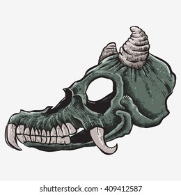 skull of strange monster  cartoon drawing