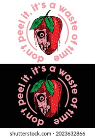 skull strawberry illustration vector art retro design