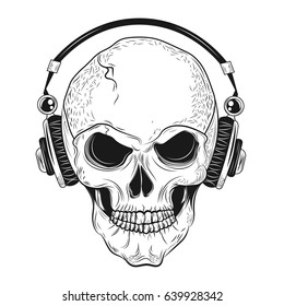Skull Icon Headphones Sunglasses Vector Black Stock Vector (Royalty ...