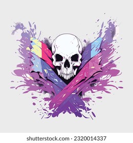 Skull Street Art with a Watercolor Touch: Evoking Vibrant Creativity