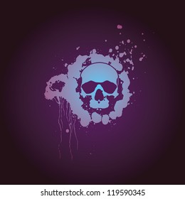 The skull - a stylish abstract, unusual colors, sprinkled paint. Good use for t-shirts, shirts, bags, covers ... Painted hands, use of materials - ink, brush and paper.