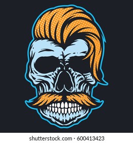 skull with stylish hair 
