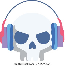 Una calavera con auriculares elegantes, que representan una fusión única de vida y sonido.