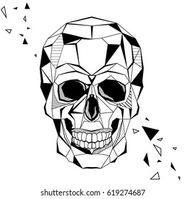 Skull stylized triangle polygonal model