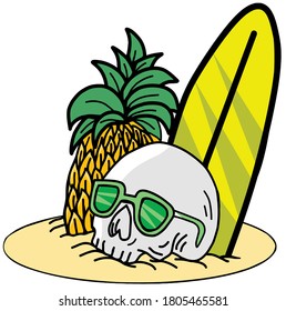 skull summer beach, free vector