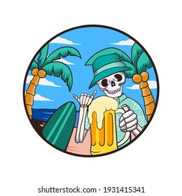 skull summer beach vector art