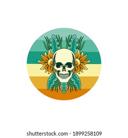 skull summer beach vector illustration