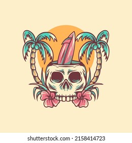 Skull Summer Day Illustration For Your Merchandise