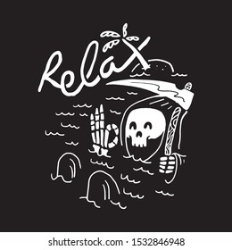 Skull Summer Graphic Design Illustration Vector Art T-shirt Design