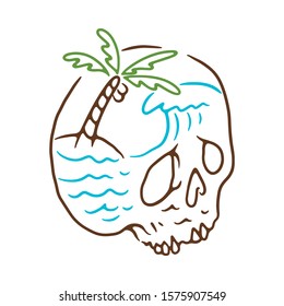 Skull Summer Graphic Illustration Vector Art T-shirt Design