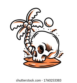 skull summer illustration for merchandise