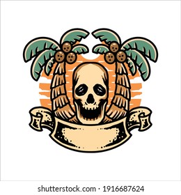 skull summer illustration vector design